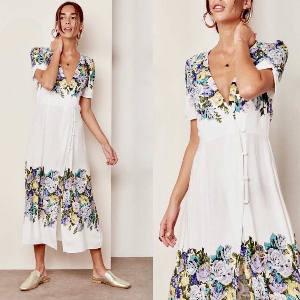 Free People Jaimie Surplice floral midi dress